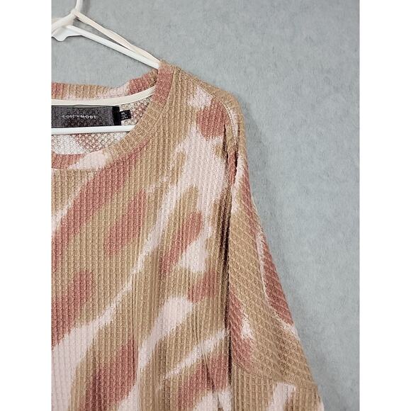 Code X Mode Pink Brown Waffle Knit LS Tie Front Sweater Women's Plus XXL Stretch - Picture 4 of 12